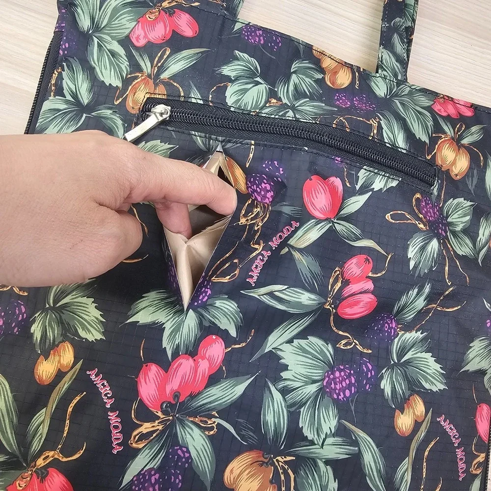 Italian Boho Prep Tote Bag Black‎ Dark Academia Garden School AMICA MODA Flawed
